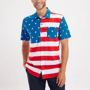 Tipsy Elves American Flag Button Down Shirt -‎ Size XL - Red/White/Blue - NWOT